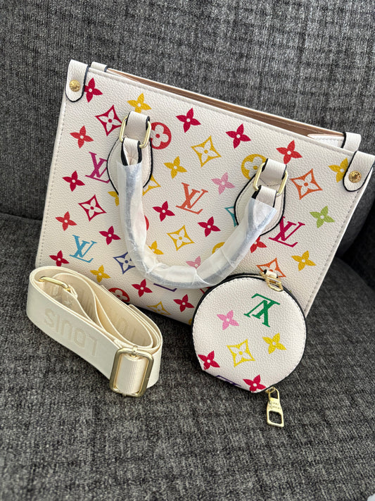 Floral “L” - Off-White/Black