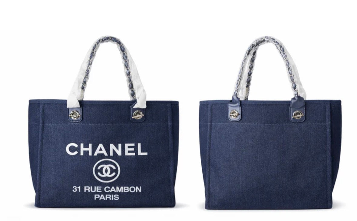 Designer-Inspired Denim Tote Bag