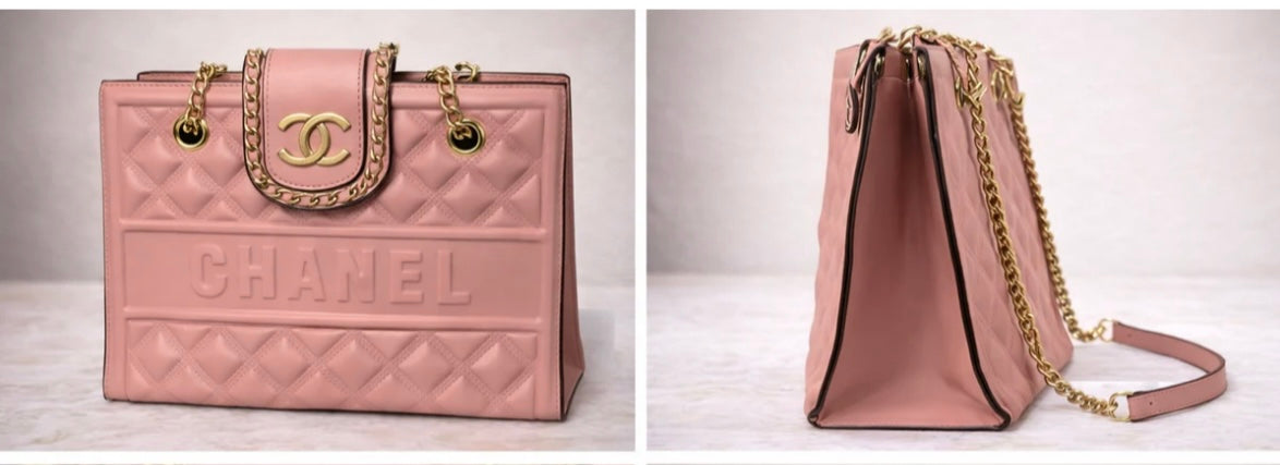 Quilted Chain Purse– Blush Pink