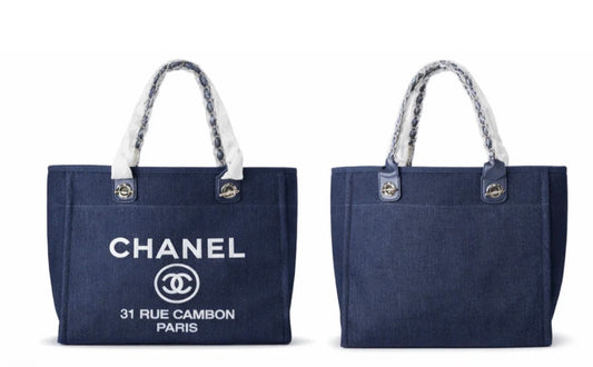 Designer-Inspired Denim Tote Bag
